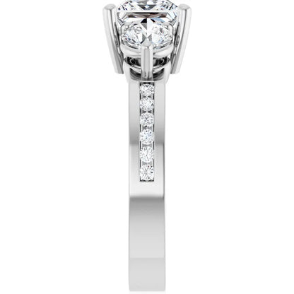 14K White Gold 2.23 CTW Princess Three Stone Channel Lab Grown Diamond Engagement Ring