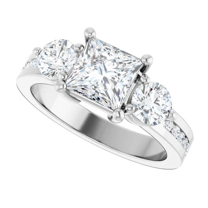 14K White Gold 2.23 CTW Princess Three Stone Channel Lab Grown Diamond Engagement Ring