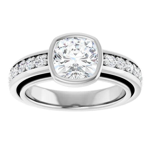 14K White Gold 2.26 CTW Cushion Bezel Lab Grown Diamond Engagement Ring-diamondnetjewellery