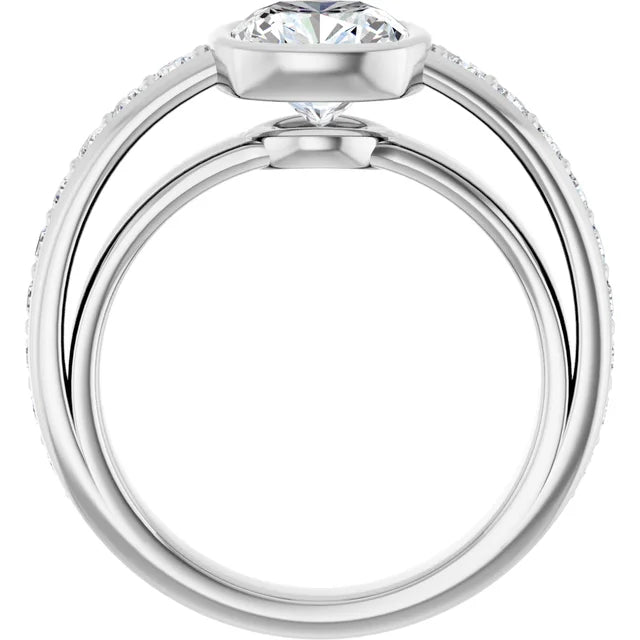 14K White Gold 2.26 CTW Cushion Bezel Lab Grown Diamond Engagement Ring-diamondnetjewellery