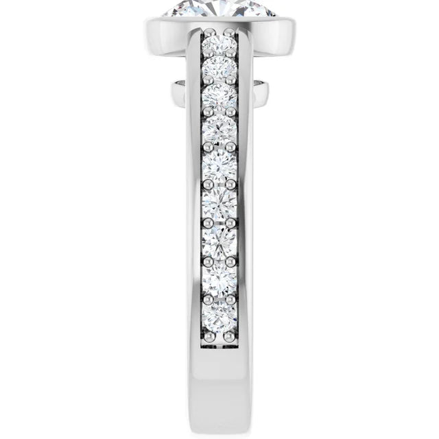 14K White Gold 2.26 CTW Cushion Bezel Lab Grown Diamond Engagement Ring-diamondnetjewellery