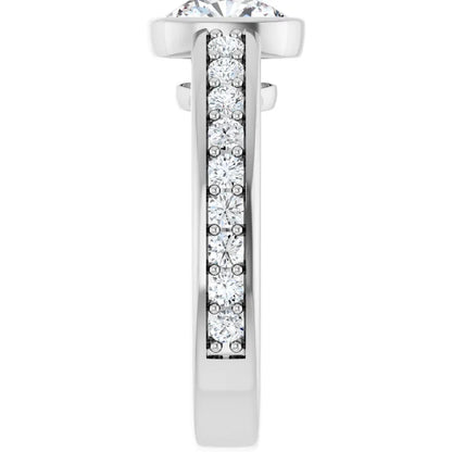 14K White Gold 2.26 CTW Cushion Bezel Lab Grown Diamond Engagement Ring-diamondnetjewellery