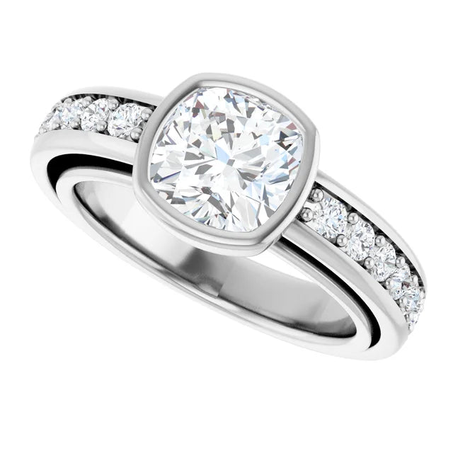 14K White Gold 2.26 CTW Cushion Bezel Lab Grown Diamond Engagement Ring-diamondnetjewellery
