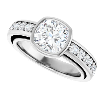 14K White Gold 2.26 CTW Cushion Bezel Lab Grown Diamond Engagement Ring-diamondnetjewellery