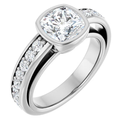14K White Gold 2.26 CTW Cushion Bezel Lab Grown Diamond Engagement Ring-diamondnetjewellery