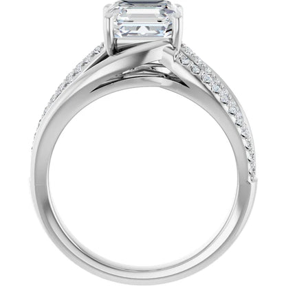 14K White Gold 2.29 CTW Asscher Split Shank Pavé Lab Grown Diamond Engagement Ring