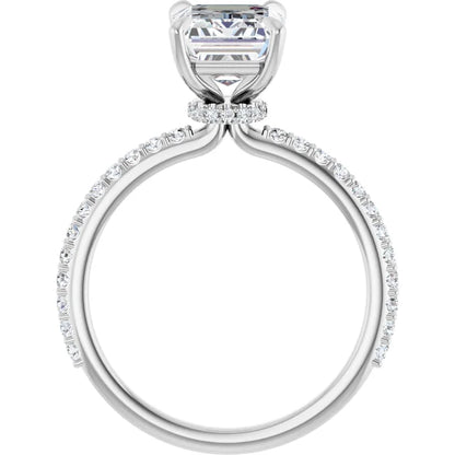 14K White Gold 2.29 CTW Emerald Hidden Halo Pavé Diamond Engagement Ring