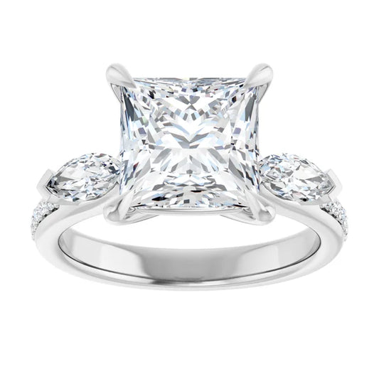14K White Gold 2.35 CTW Princess Three Stone Lab Grown Diamond Engagement Ring