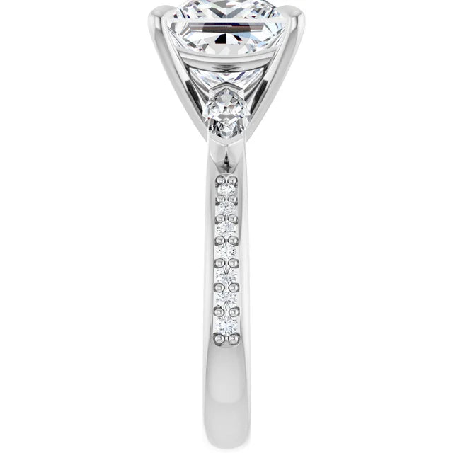 14K White Gold 2.35 CTW Princess Three Stone Lab Grown Diamond Engagement Ring-diamondnetjewellery