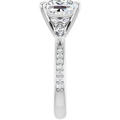 14K White Gold 2.35 CTW Princess Three Stone Lab Grown Diamond Engagement Ring-diamondnetjewellery