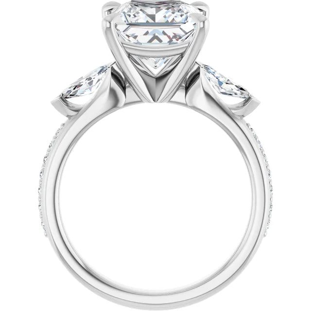14K White Gold 2.35 CTW Princess Three Stone Lab Grown Diamond Engagement Ring-diamondnetjewellery