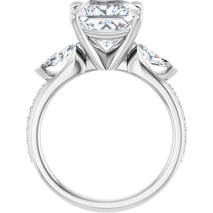 14K White Gold 2.35 CTW Princess Three Stone Lab Grown Diamond Engagement Ring-diamondnetjewellery