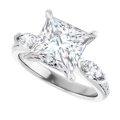 14K White Gold 2.35 CTW Princess Three Stone Lab Grown Diamond Engagement Ring-diamondnetjewellery