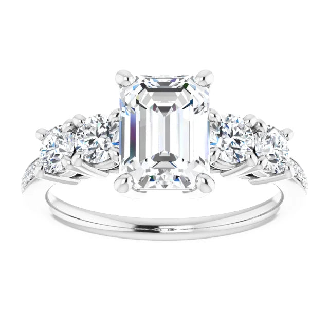 14K White Gold 2.37 CTW Emerald Pavé Lab Grown Diamond Engagement Ring