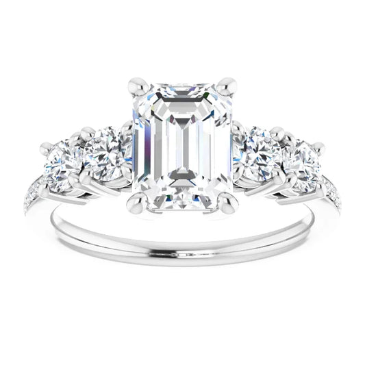 14K White Gold 2.37 CTW Emerald Pavé Lab Grown Diamond Engagement Ring