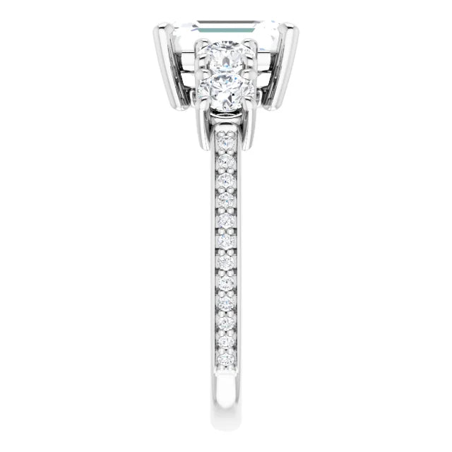 14K White Gold 2.37 CTW Emerald Pavé Lab Grown Diamond Engagement Ring