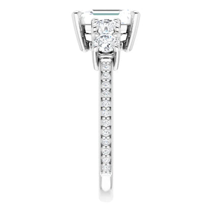 14K White Gold 2.37 CTW Emerald Pavé Lab Grown Diamond Engagement Ring