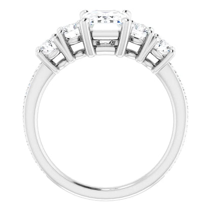 14K White Gold 2.37 CTW Emerald Pavé Lab Grown Diamond Engagement Ring