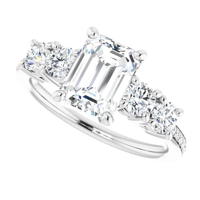 14K White Gold 2.37 CTW Emerald Pavé Lab Grown Diamond Engagement Ring