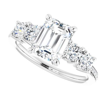 14K White Gold 2.37 CTW Emerald Pavé Lab Grown Diamond Engagement Ring