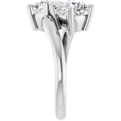 14K White Gold 2.76 CTW Cushion Toi et Moi Lab Grown Diamond Engagement Ring