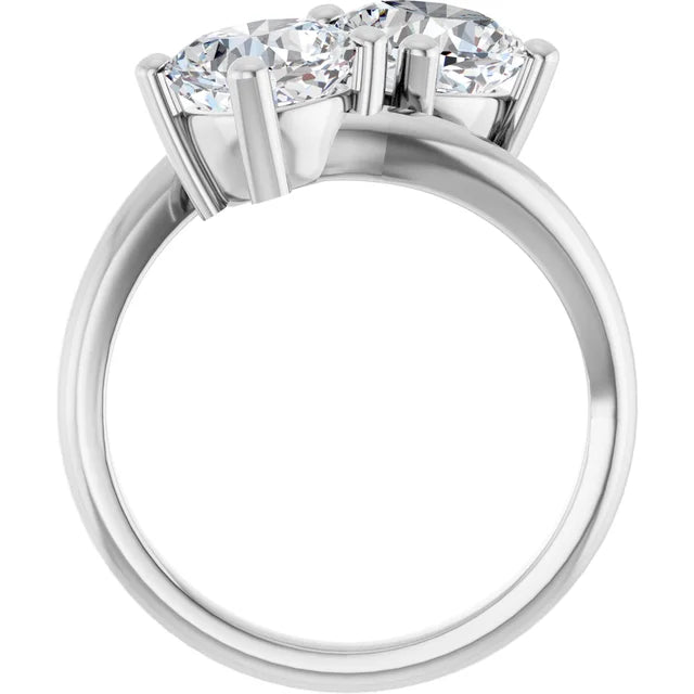 14K White Gold 2.76 CTW Cushion Toi et Moi Lab Grown Diamond Engagement Ring