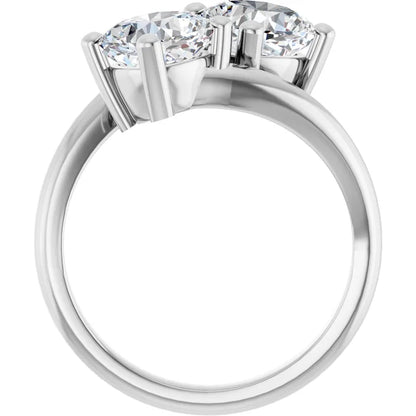 14K White Gold 2.76 CTW Cushion Toi et Moi Lab Grown Diamond Engagement Ring