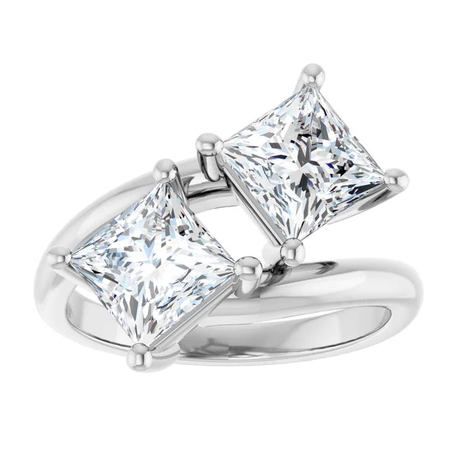 14K White Gold 3.00 CTW Princess Toi et Moi Lab Grown Diamond Engagement Ring