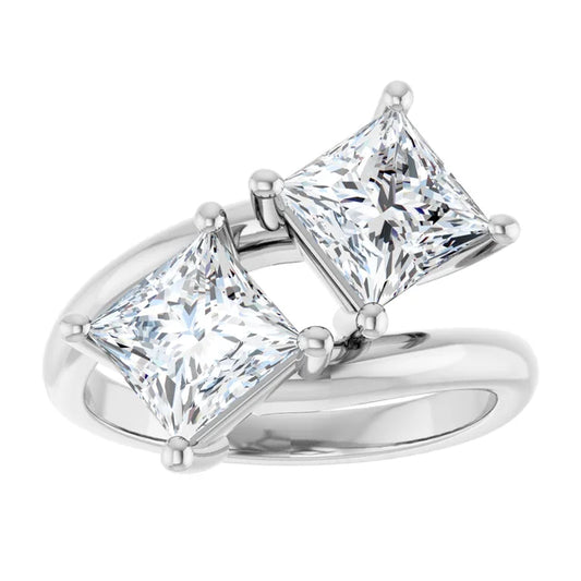 14K White Gold 3.00 CTW Princess Toi et Moi Lab Grown Diamond Engagement Ring