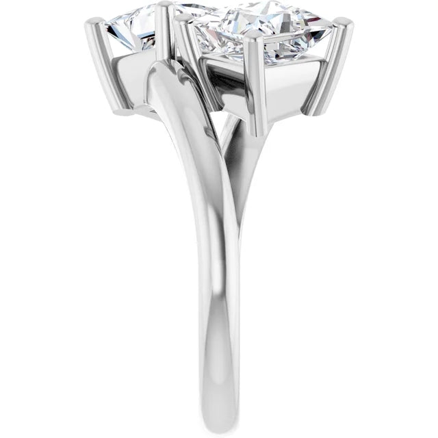 14K White Gold 3.00 CTW Princess Toi et Moi Lab Grown Diamond Engagement Ring