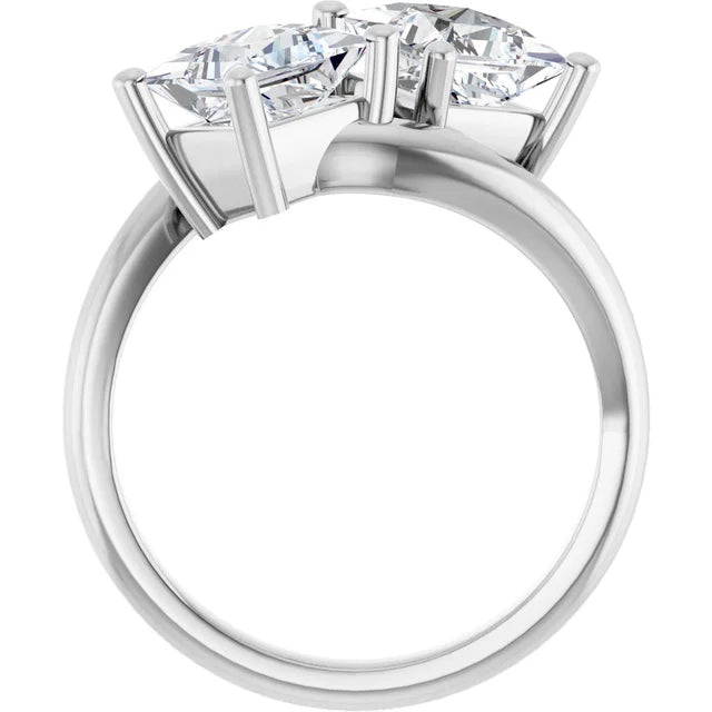 14K White Gold 3.00 CTW Princess Toi et Moi Lab Grown Diamond Engagement Ring