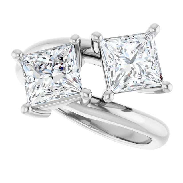 14K White Gold 3.00 CTW Princess Toi et Moi Lab Grown Diamond Engagement Ring