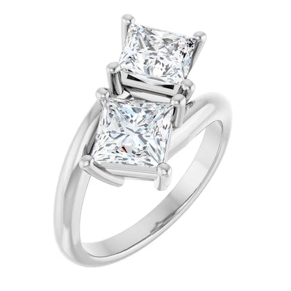 14K White Gold 3.00 CTW Princess Toi et Moi Lab Grown Diamond Engagement Ring