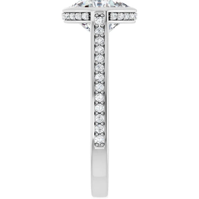 14K White Gold 3.01 CTW Cushion Bezel Pavé Lab Grown Diamond Engagement Ring