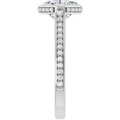 14K White Gold 3.01 CTW Cushion Bezel Pavé Lab Grown Diamond Engagement Ring