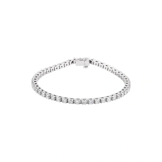 14K White Gold 3.38 CTW Round Diamond Tennis Bracelet