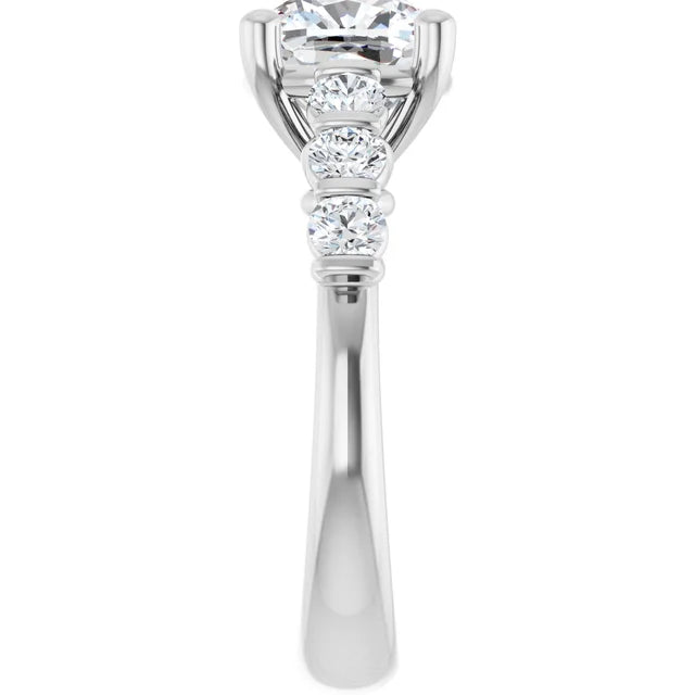14K White Gold 3.43 CTW Cushion Three Stone Lab Grown Diamond Engagement Ring