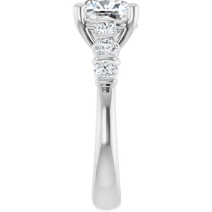 14K White Gold 3.43 CTW Cushion Three Stone Lab Grown Diamond Engagement Ring