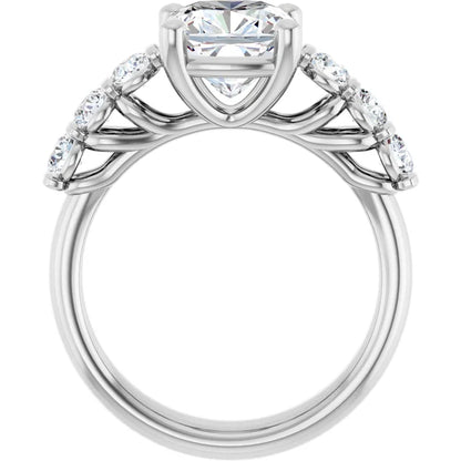 14K White Gold 3.43 CTW Cushion Three Stone Lab Grown Diamond Engagement Ring