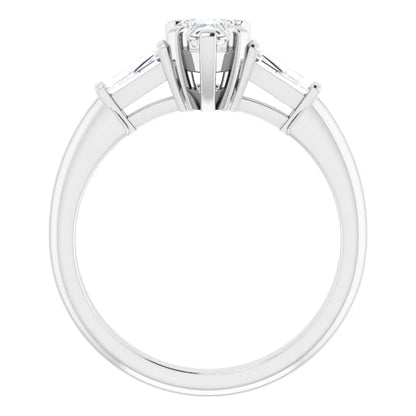 14K White Gold 3/4 CTW Heart & Baguette Three-Stone Diamond Engagement Ring