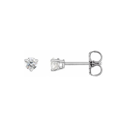 14K White Gold 3/4 CTW Round 3-Prong Diamond Stud Earrings