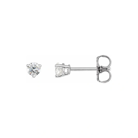 14K White Gold 3/4 CTW Round 3-Prong Diamond Stud Earrings