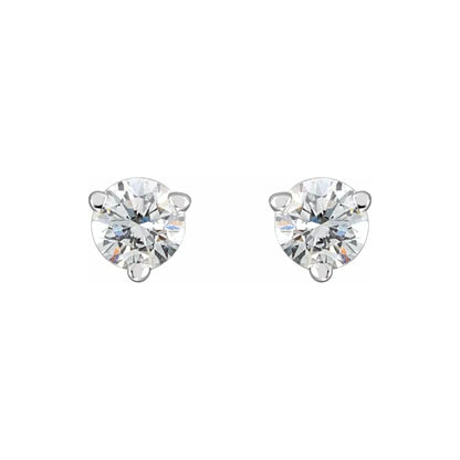 14K White Gold 3/4 CTW Round 3-Prong Diamond Stud Earrings