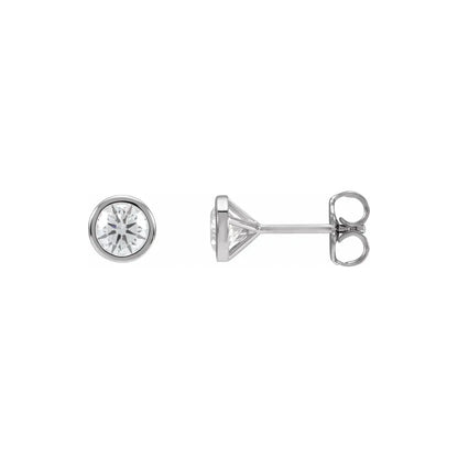 14K White Gold 3/4 CTW Round Bezel-Set Diamond Stud Earrings