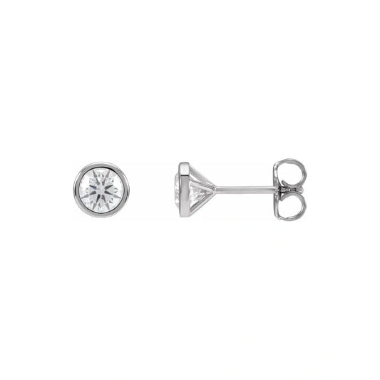 14K White Gold 3/4 CTW Round Bezel-Set Diamond Stud Earrings