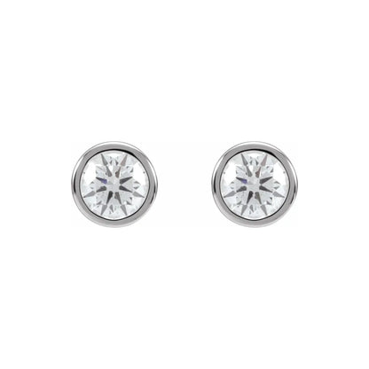 14K White Gold 3/4 CTW Round Bezel-Set Diamond Stud Earrings
