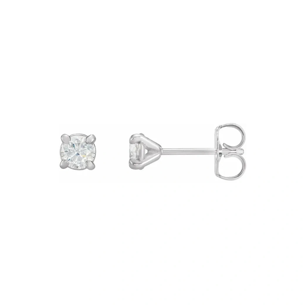 14K White Gold 3/4 Carat Round Diamond Classic Four-Prong Stud Earrings