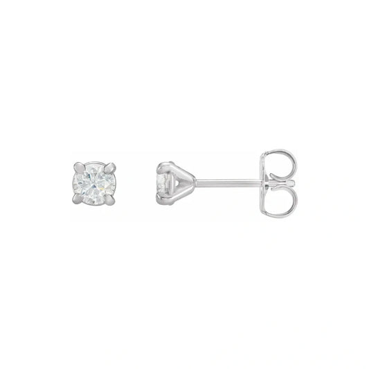 14K White Gold 3/4 Carat Round Diamond Classic Four-Prong Stud Earrings
