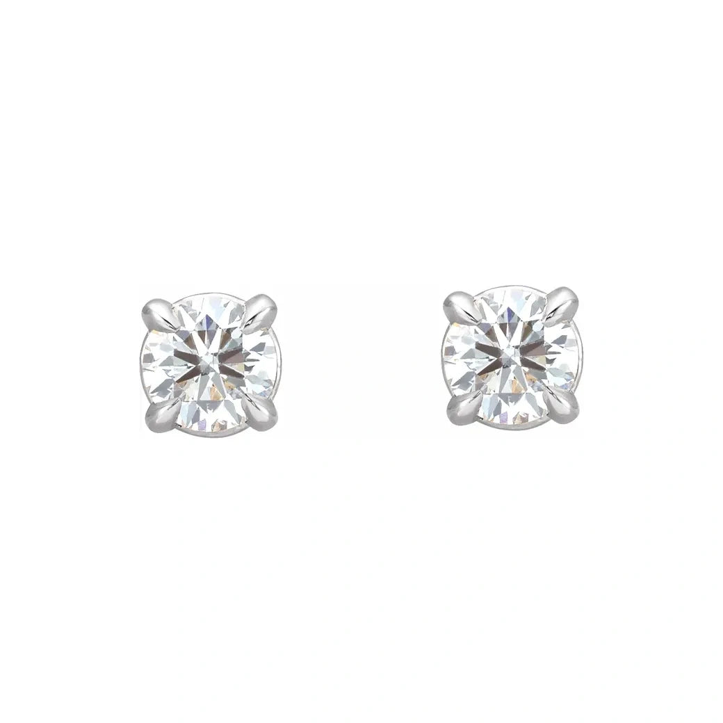 14K White Gold 3/4 Carat Round Diamond Classic Four-Prong Stud Earrings