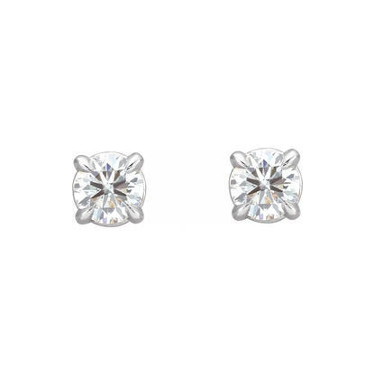 14K White Gold 3/4 Carat Round Diamond Classic Four-Prong Stud Earrings